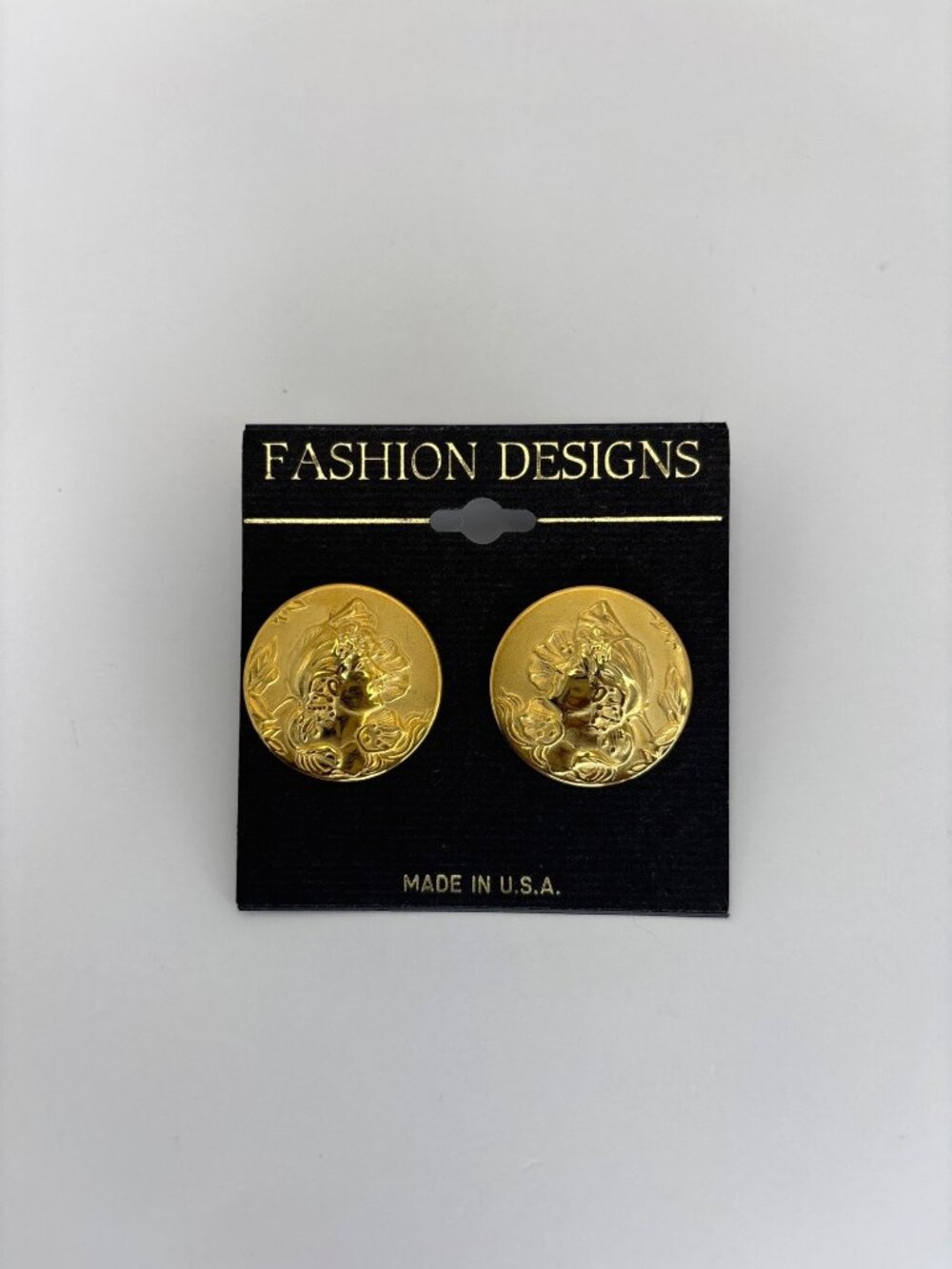Fashion Designs Vintage Gold Tone Round Coin Post Earrings